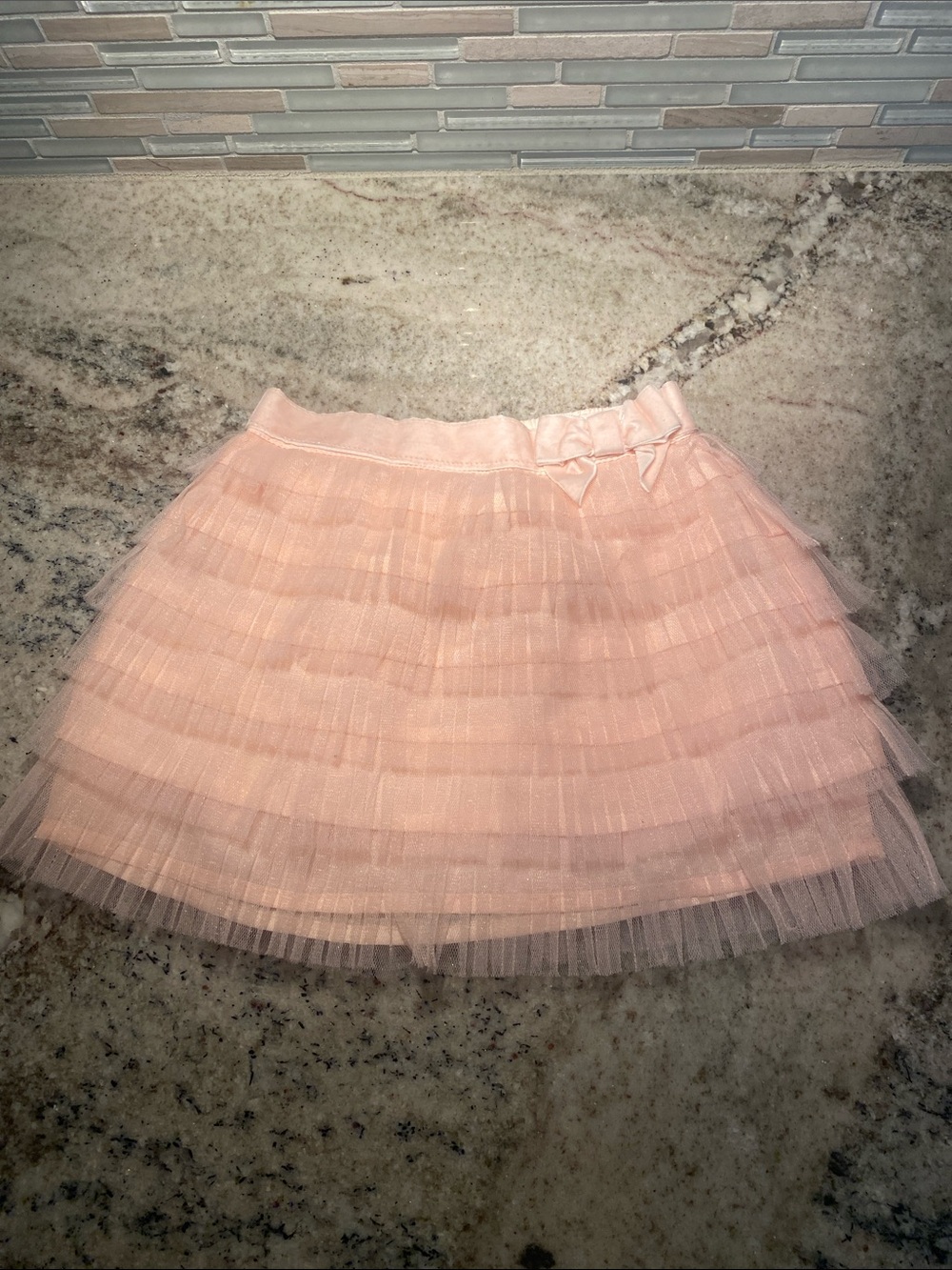Janie and Jack Blush Pink Layered Tulle Skirt with Bow